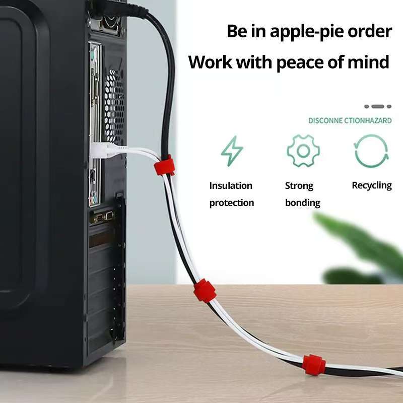 100 PCS Reusable Cable Ties with Hook and Loop, Multi-purpose Adjustable 8 Inch Cable Management Wire Ties Cable Straps for Organizing Home, Office and Data Centers (Multicolored)