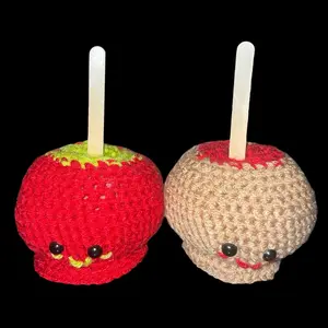 Crocheted Carmel Apple and Candied Apple - Perfect Gift or Decoration for Halloween and Thanksgiving