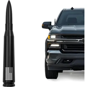 American Flag Car Truck Bullet Antenna for GM Chevy Silverado GMC Sierra 1500 2500 3500 HD Avalanche Denali, Anti Theft Design & Carwash Safe, Pickup Trucks Accessories (Matte Black)