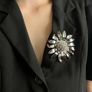 European and American style silver large brooch, sunflower series, luxurious and exquisite set brooch and corsage accessories