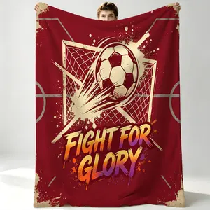 Inspirational Slogan Soccer Throw Blanket, Unique Graffiti Design, Beauty And Practicality Coexist, Thoughtful Father's Day Gift For Soccer Fans
