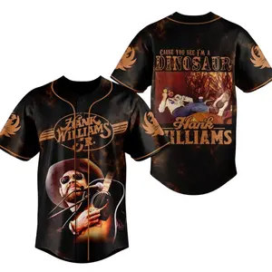 Hank Williams JR Cause You See I’m A Dinosaur Baseball Jersey