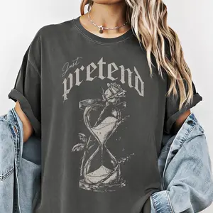 Comfort Colors Gothic Rose Shirt, Hourglass, Unisex Vintage Grunge Tee, Just Pretend Art Shirt, Lettering Shirt