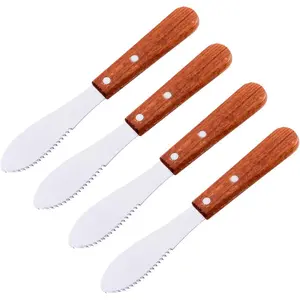 8" Stainless Steel Straight Edge Butter Cheese Cream Sandwich Condiment Spreader  with  Handle for Kitchen Tools, Cooking Utensil, Event Guest Serving (4 Pack)