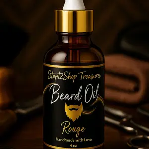 Rouge Beard Oil Inspired by Baccarat Rouge 540 with Castor Sweet Almond Jojoba & Olive Oils for Healthy Growth and Soft Smooth Beard