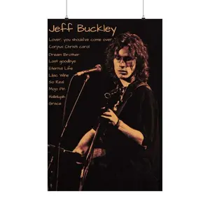 Jeff Buckley Poster Featuring Grace Album Songs, Music Wall Art Print, 90s Rock Decor, Singer-Songwriter Artwork for Home or Studio UNFRAMED