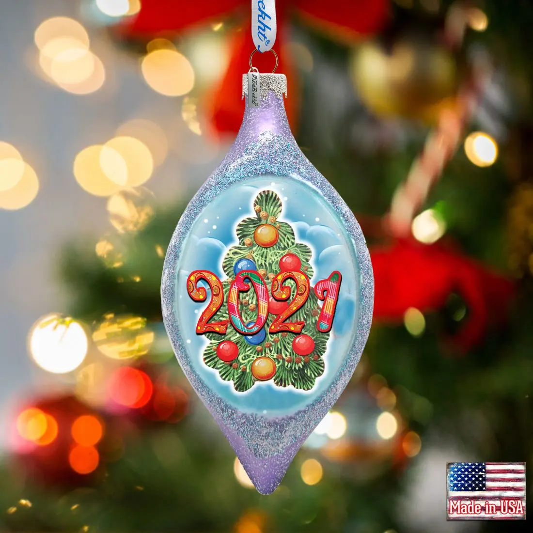 Designocracy 757-041-D24 4x3 in. 2024 Dated Mercury Glass Christmas Tree Drop Ornaments, Satin-Painted Mini Home Festive Decor