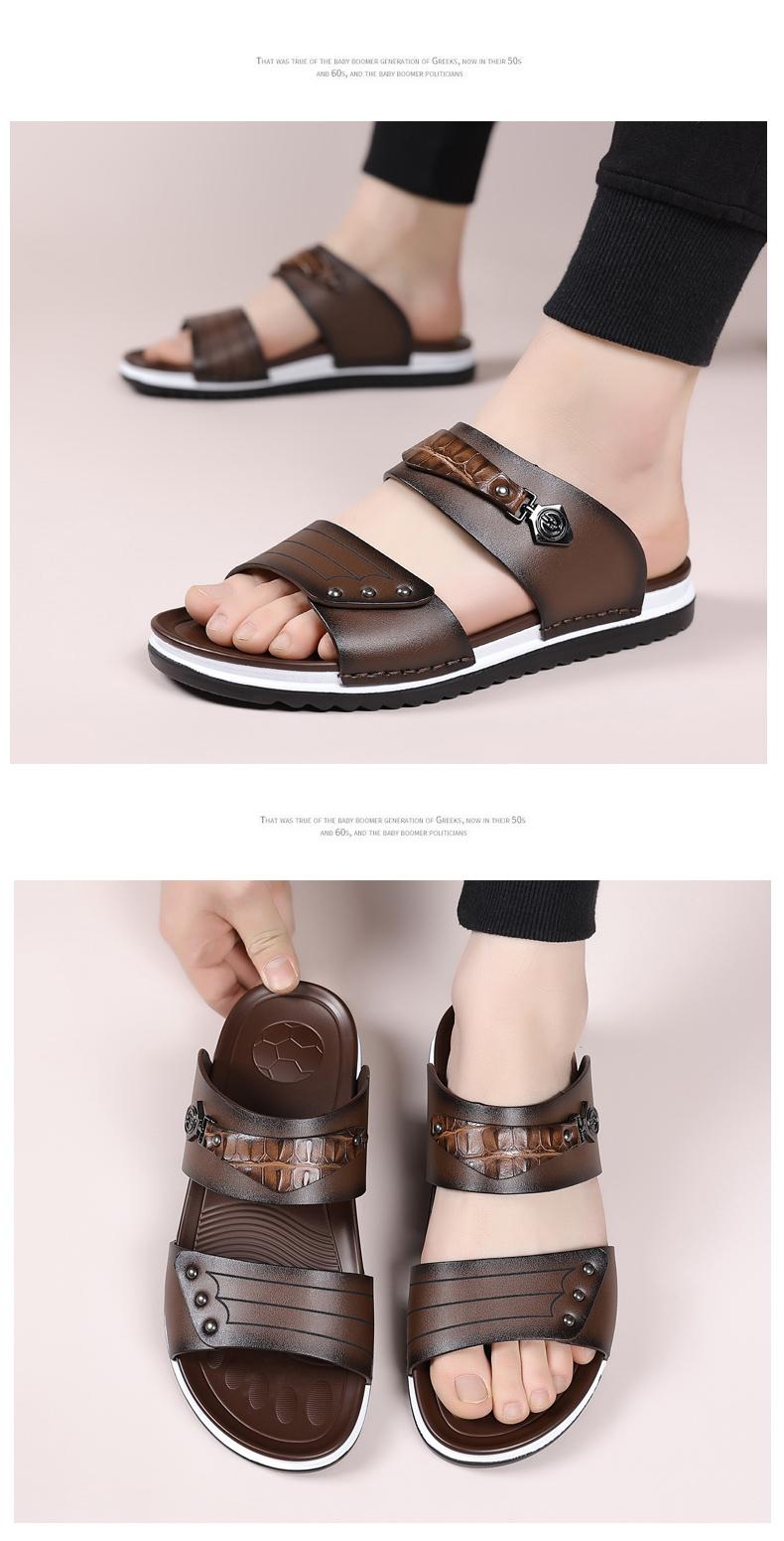 Water-Resistant Premium Vegan Leather Slides for Men | Quick-Dry Anti-Peel Outdoor Beach Sandals | Easy Clean Synthetic Footwear | sport flipflops daily