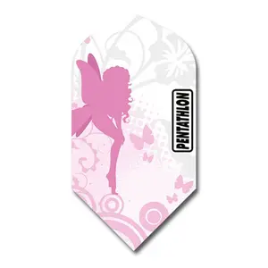 Pentathlon Slim Pink/White Design Flights - Heart-Shaped Design with Butterfly and Butterfly Motif