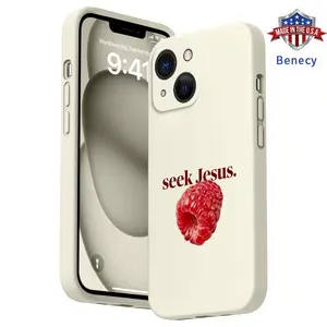 Raspberry Seek Pattern Straight Edge Phone Case for iPhone 15 16 14 Pro Max 13 12 11 XR XS Plus E Shockproof Non Slip Military-Grade Protection Liquid Silicone Cover Smartphone Casing