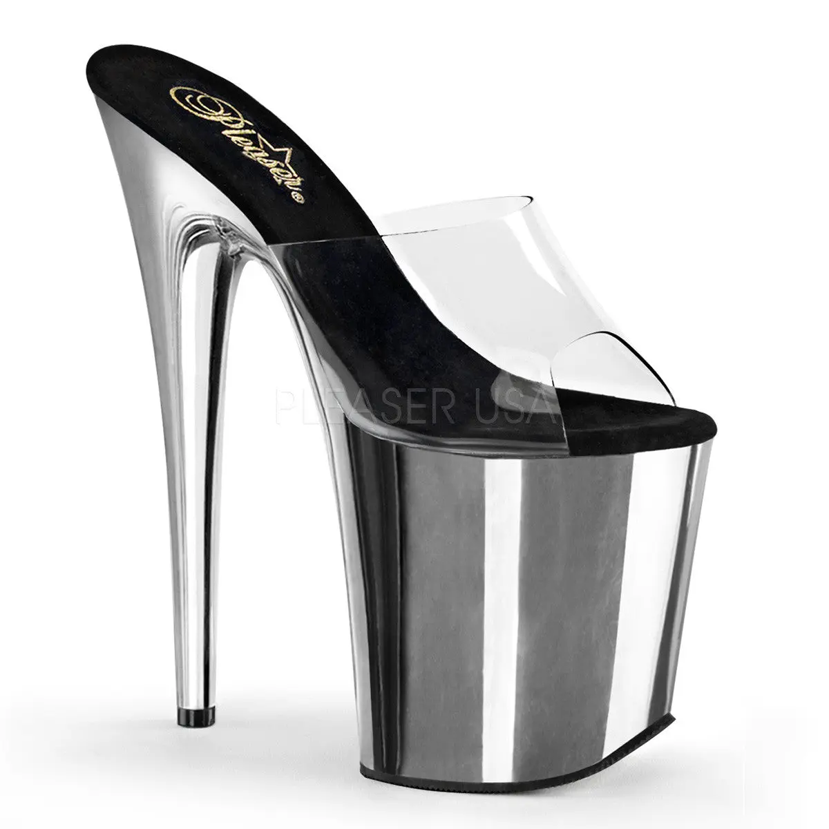 Women's High Heels Footwear - 8-Inch Silver Chrome Stiletto, FLAMINGO-801 Elegant Fashion Shoes, Heeled, Women's Fashion, Slip On