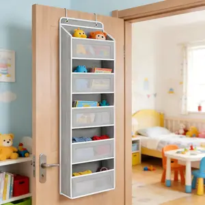 Over The Door Baby Organizer | 5-Shelf Nursery Storage for Toys & Diapers (Grey)