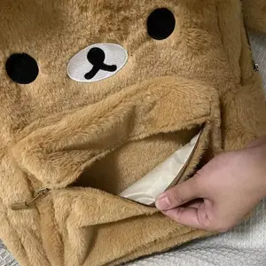 Japanese San-X Rilakkuma Plush Backpack Cute Little Bear Jk Lolita Large Capacity Storage Bag Student Plush Zipper School Bag