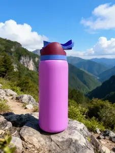 Ow-Purple Twilight Clouds Stainless Steel Water Bottle with Straw for Sports, Travel, and School Sports Water Bottle, 32 oz/945ml, Outdoor sports water bottle-Beautiful appearance - Exquisite craftsmanship,{Beach Essentials/Camping Accessories}