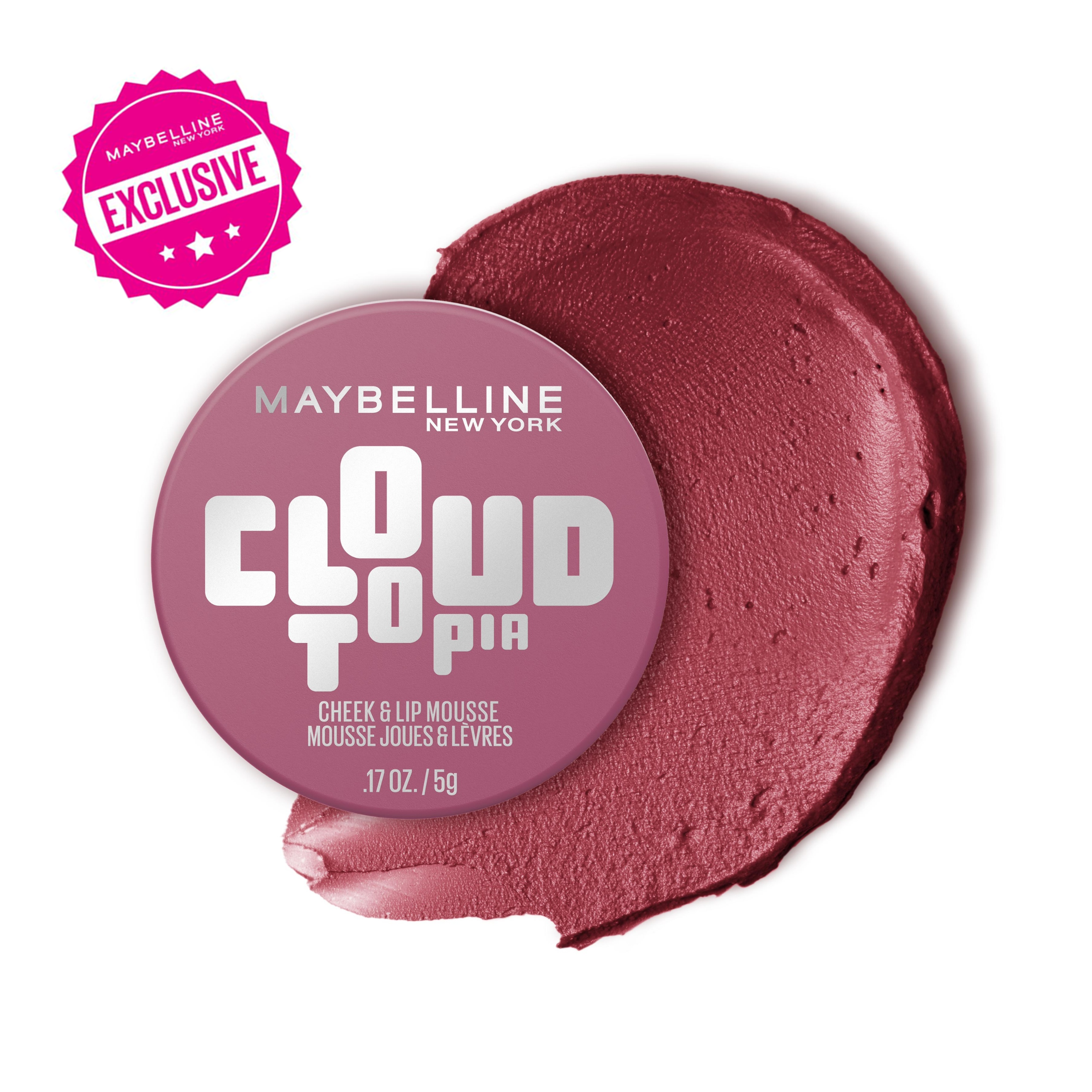 CloudTopia Cheek and Lip Mousse - Sheer-to-Bold, 14hr Wear, Blurred Finish, Transfer-Resistant, Maybelline New York