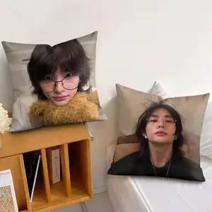 H-Hyunjins singer Cushion Cover Soft Short Plush Fabric Double-Sided Print Organic Breathable Sofa Pillow Case, Home Machine Washable in Perfect for Home Decor Warm Winter Home Child Gift
