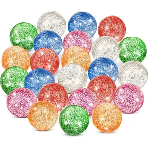 24 Pcs Glitter Bouncy Balls for Kids, 32mm 6 Colors Rubber Bounce Balls Bulk for Party Favors, Goodie Bag Fillers, Easter Gift Bag Stuffers, Basket Stuffers, Classroom Prizes