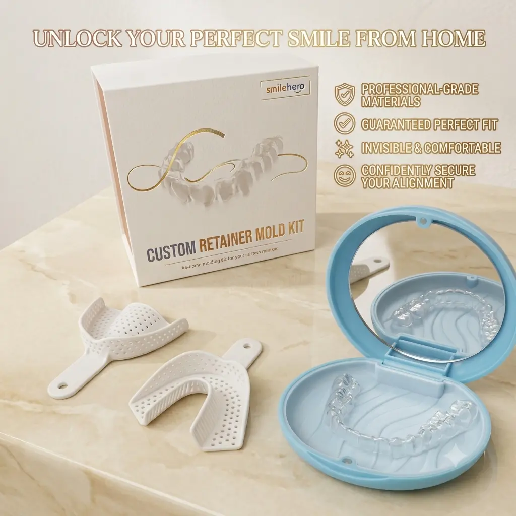 Smilehero Custom Teeth Retainer for Upper and Lower Teeth - Clear Comfortable Durable Easy to Use Includes Impression Kit