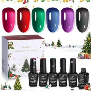 Beetles Christmas Gel Nail Polish Gift Set–  Jelly Gel Glitter Matte Glossy Finishes Cat Eye Nail Polish Nail Art Gift for Women Salon Home DIY Use  Black Friday Winter Nail Christmas Gift