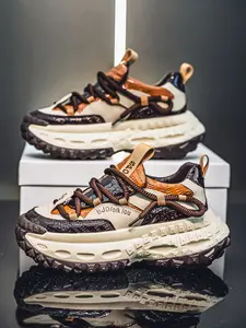 Seasonal Fashion Casual Shoes, Sports Sneakers, Colorblock Patchwork Sneakers, Trendy Footwear, Thick Sole Comfortable Anti-Slip Design, All-Season Wear