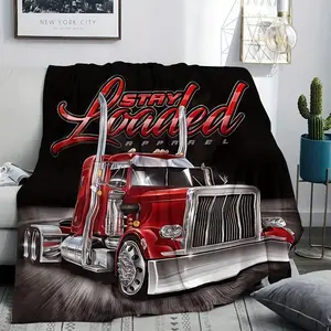 Truck Driver Themed Fleece Blanket, Soft & Comfortable Creative Design Blanket for Logistics Truck Drivers, Cozy All-Season Throw for Nap, Shawl, Sofa & Bed Use, Perfect Birthday Gift for Men, Friends & Trucking Lovers