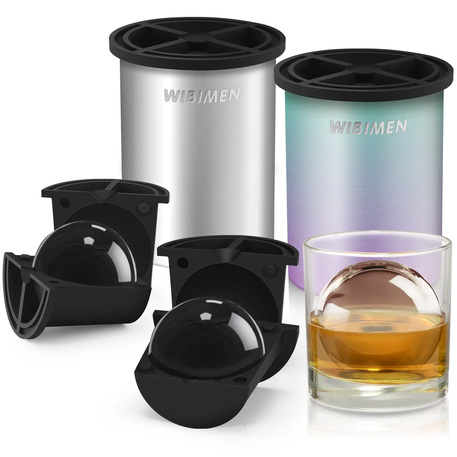 Silver Steel & Blue Purple Gradient-2.5''-2PCS