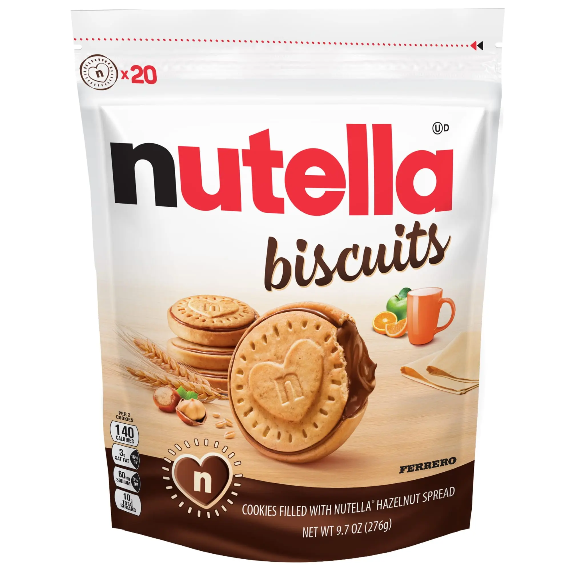 Biscuits Cookies Filled with Nutella Hazelnut Spread, Sweet Snack Pack, Holiday Christmas Cookies, 9.7 oz