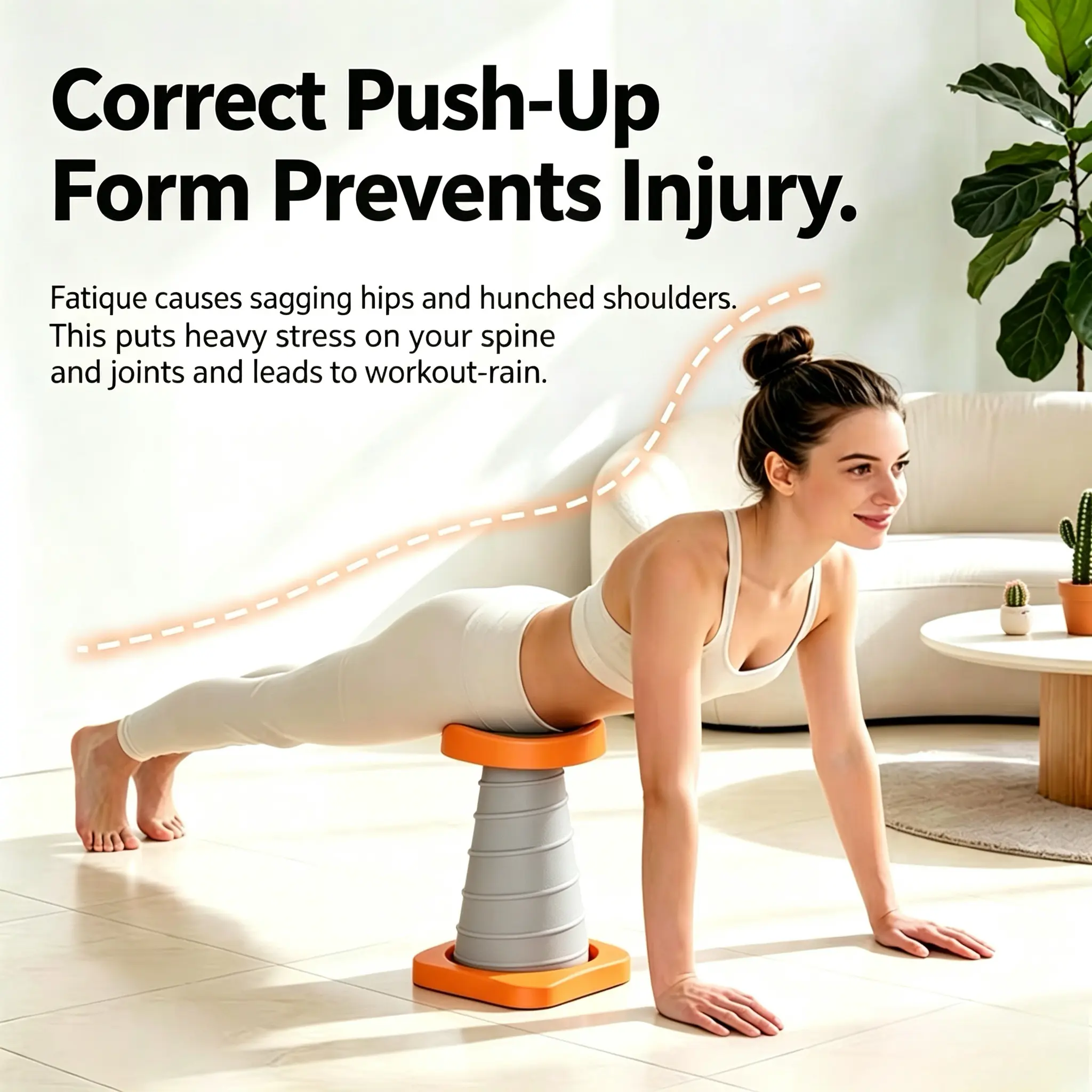 Ergonomic Push Up Trainer with Rebound Assist - Portable Home Fitness Equipment with Waist Support for Unisex Chest Workouts & Beginners