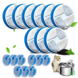 9/16PCS Cat Water Fountain Filters, Stainless Steel Pet Drinking Dispender Replacement Filters, Multi-Stage Filtration System