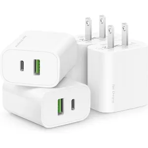 4 Pack USB C Charger Block,20W USB-C & USB-A Port Charger, for iPhone 17/16/15/14/13/12/11/X/8, iPad and More phone accessories