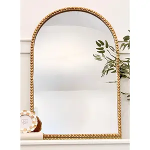 Gold Metal Beaded Mirror
