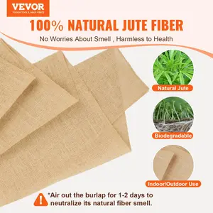 VEVOR Burlap Fabric Roll,  14” x 30 ft & 50 x 50 High Density Wide Natural Burlap Fabric Rolls, Jute Fabric Burlap Tree Wrap Roll, for Decor, Crafts, Wedding, Gardening, Plant & Tree Winter Covering