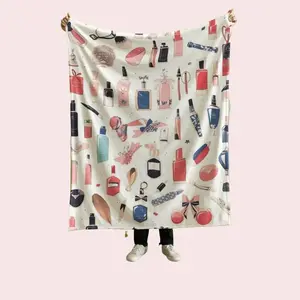 makeup   cosmetics     Glam Beauty Essentials Pattern Flannel Blanket