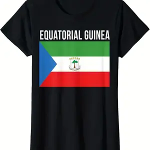 Equatorial Guinea Heritage - themed  220g Pure Crewneck Short Sleeve Tee, Lightweight & Breathable Cotton Fabric