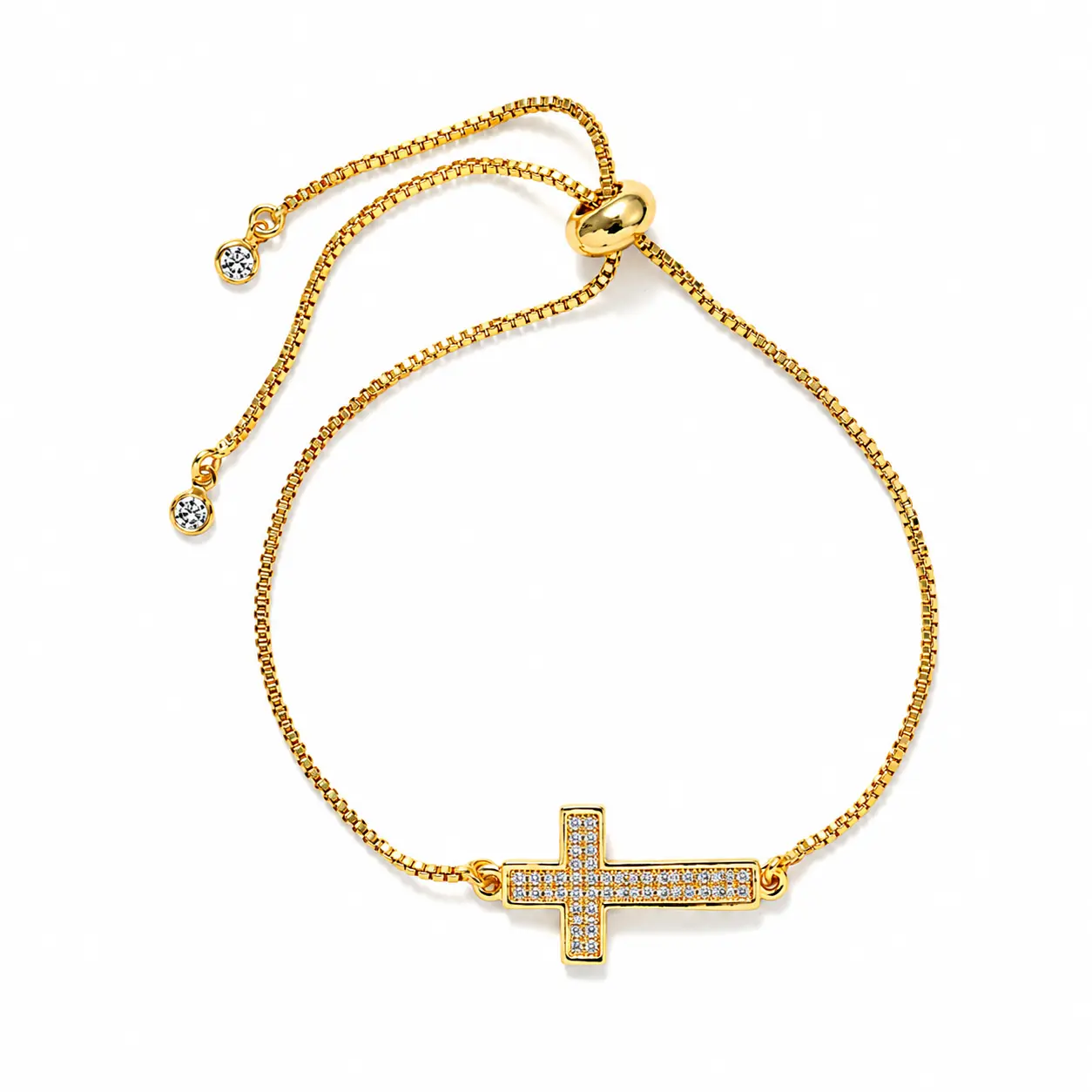 Gold-plated solid cross bracelet for women, minimalist religious jewelry, lightweight copper chain bracelet, elegant everyday wear gift, perfect for the first day back to school