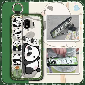 Back Cover Durable Phone Case For Samsung Galaxy J4 2018/J400F Dirt-resistant Soft case Wristband Anti-knock Cute Wrist Strap ring Cartoon Kickstand Anti-dust panda protective