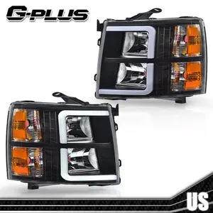 Fit For 07-13 Chevy Silverado 1500 2500 LED DRL Tube Headlights Black Fit For 07-13 Chevy Silverado 1500 2500 LED DRL Tube Headlights Black