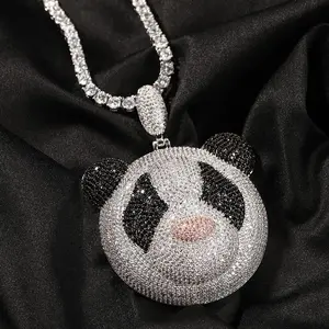 18K Gold Vacuum Plated Copper 5A+ Sri Lanka Zircon Giant Panda Pendant Necklace for Women & Men Luxury Jewelry Daily Wear Casual Fashion Ideal Gift Classic Hip Hop Simple Sporty Style