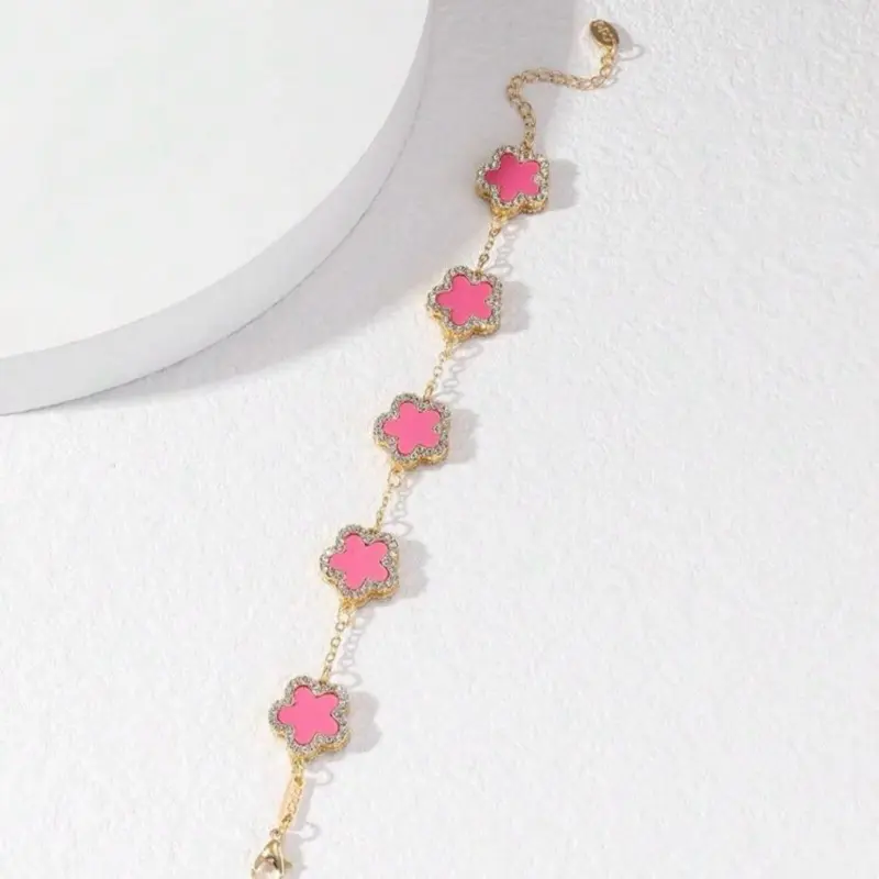 Pink clover gold studded bracelet Pink clover gold studded bracelet