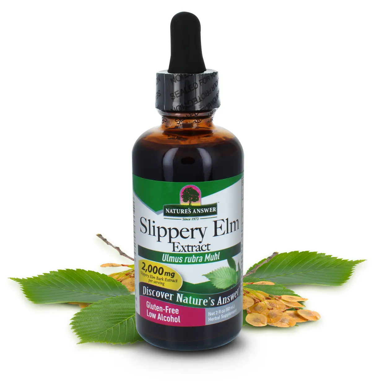 Nature's Answer Slippery Elm 2oz Extract Herbal Supplement for Mucous Membranes, Gluten-Free, Kosher, Supports Natural Health, Pack of 1
