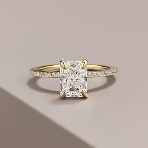 925 Silver Daily Fashion Temperament 6*8mm Rectangular Ice Flower Cut  engagement ring