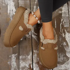 Women's Slippers with Round-Toe Half-Slippers Adjustable Buckle Memory Foam Rubber Non-Slip Sole Boot for Indoor Outdoor