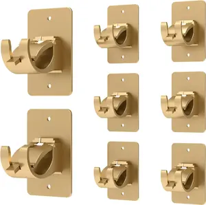 8 Pieces Self Adhesive Curtain Rod Bracket, Universal Plastic Curtain Rod Holders, No Drill Curtain Rod Brackets Curtain Rod Hooks
