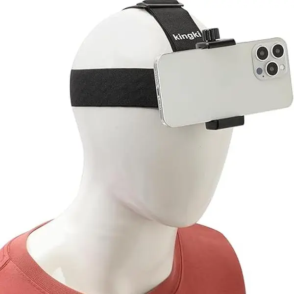 Adjustable Head-Mounted Cellphone Holder - Anti-Slip Surface, Foam Pads, Standard Screw, 4"-7" Clip, Firm Adhesive Grip for Landscape Use, Hands-Free for 5s/5/5c, 6s Plus, iPhone, Samsung, GoPro, Insta360, Sony, DJI Action Cams, 4.3 oz Phone Accessories