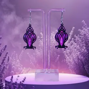 Dark Elven Lantern Earrings Unisex Hypoallergenic Acrylic Lightweight Comfortable Wear Silver Gold Plated Hooks Fantasy Style