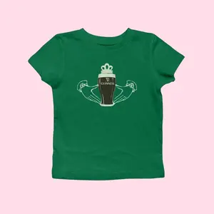 St Patrick's Day Guinness Claddagh Baby Tee for Women, Saint Patrick T-shirt Shamrock Bar Crawl Outfit