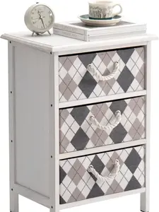 Nightstand with 3 Fabric Drawers,Wood Bedside Table for Storage, Easy Assembly End Table for Living Room/Bedroom/Closet