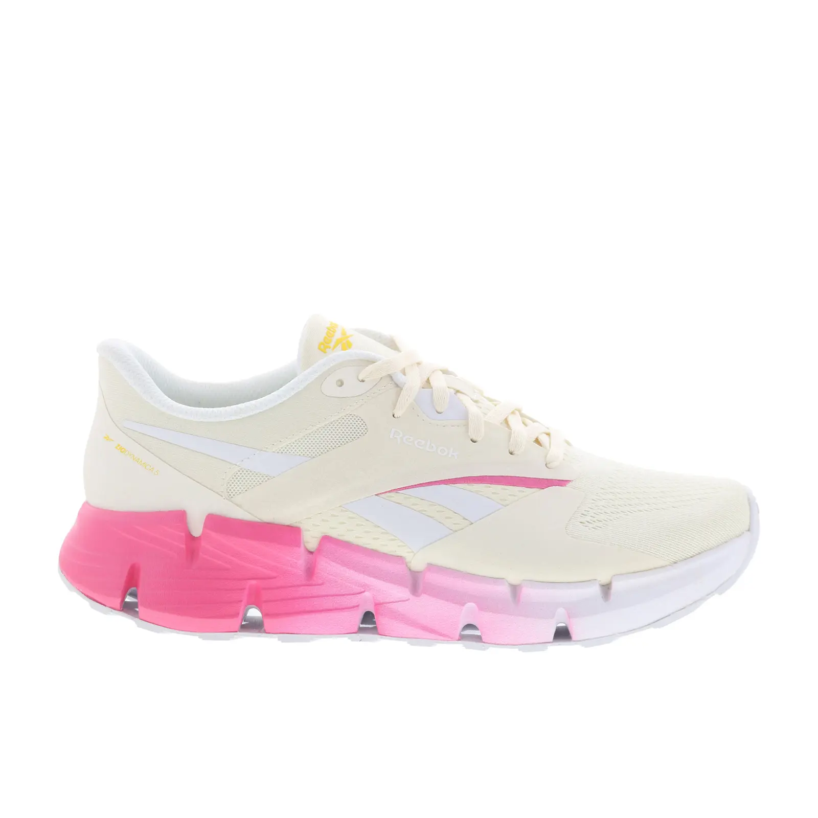 Reebok Zig Dynamica 5 Womens Beige Canvas Lace Up Athletic Running Shoes