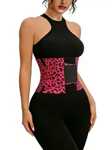 Women's Sports Waist Support Belt, Back Support, Adjustable Elastic Cinch Belt, Leopard Print Rubber, Abdominal Exercise, 1pc