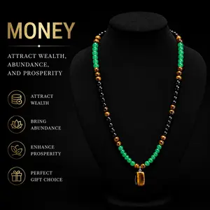 1Pcs Crystal Money Attraction Bracelets Wealth for Women Green Jade Beaded Good Luck Bracelet Tiger Eye Trendy Birthday Jewelry Gifts for Friends